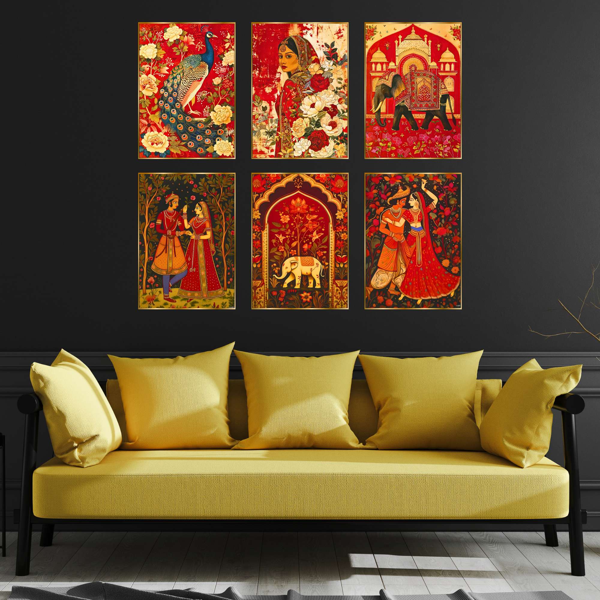 Set of Six Wall Paintings for Wall Dacoration Golden Framed Wall Paintings for Living Room & Bedroom Wall Art for Home Decoration & Office Wall Décor (17x13 inch CH-GD6-11) - Image 4